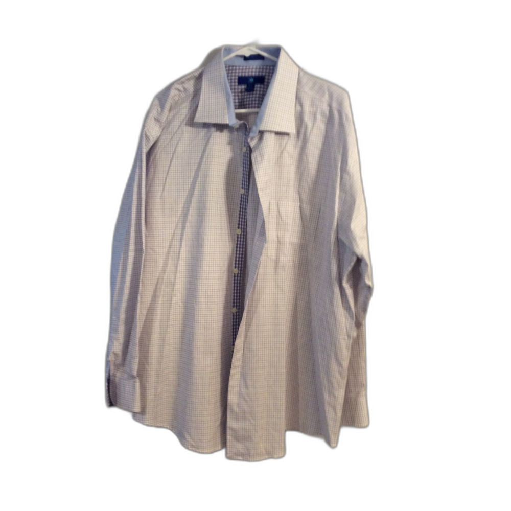 EGARA Mens Shirt 18.5 34-35 Cotton Button Up Small Check Purples